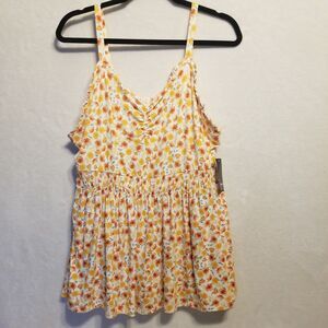 Torrid 1X Tank Top SuperSoft Sweetheart Babydoll Warm Sunset Ditzy Floral Spring